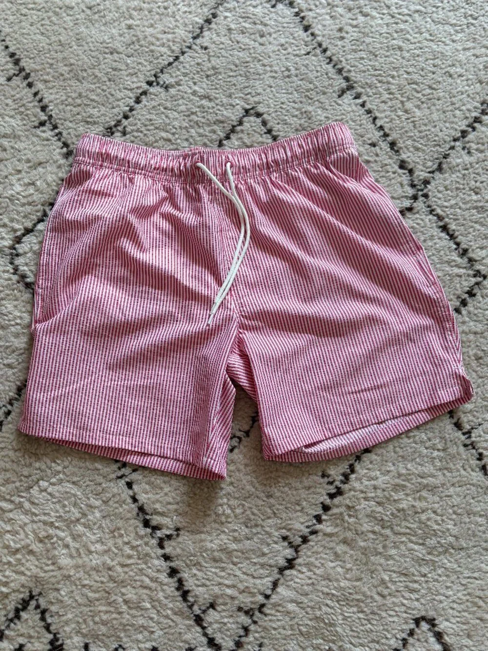 Classic Red & White Striped Swim Trunks - Goodfellow